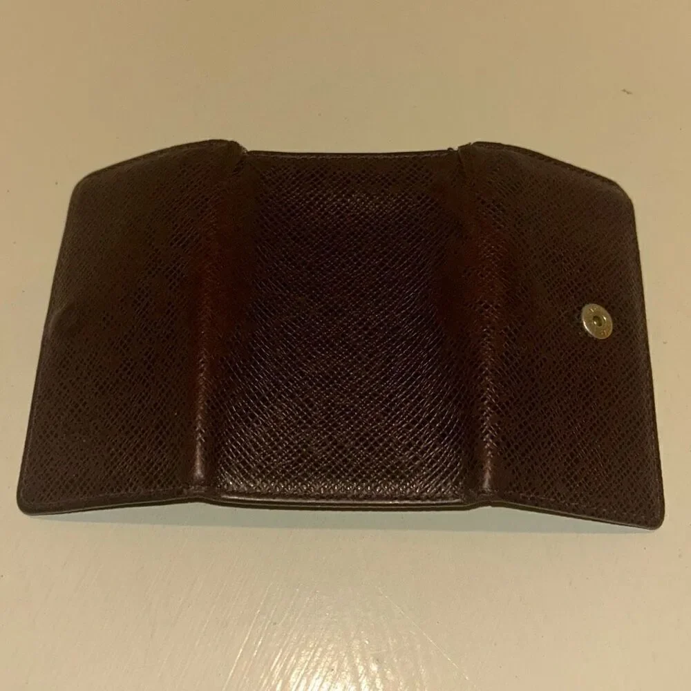 Louis Vuitton Taiga Key Holder Case Dark Brown Textured Leather Quiet Luxury